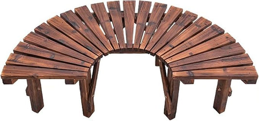 HM&DX Wooden Semicircular Garden Bench,Weatherproof Smooth Surface Outdoor Benches,Tree Bench Wrap Around Park Bench for Park Yard Patio Deck Lawn, 300kg Weight Capacity