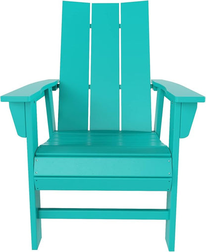 WO WESTIN OUTDOOR HDPE Shoreside Modern Curveback Adirondack Dining Chair,Turquoise
