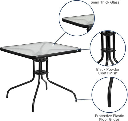 Flash Furniture Barker 31.5" Square Indoor/Outdoor Tempered Glass Metal Frame Side Table