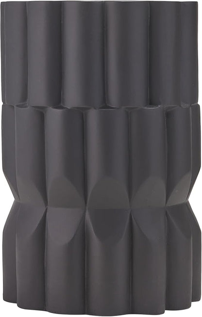Christopher Knight Home Ella Lightweight Modern Concrete Outdoor Side Table, Patio End Table with Geometric Stacked Design, MGO Outdoor Coffee Table, No Assembly Garden Plant Stand Indoor, Black