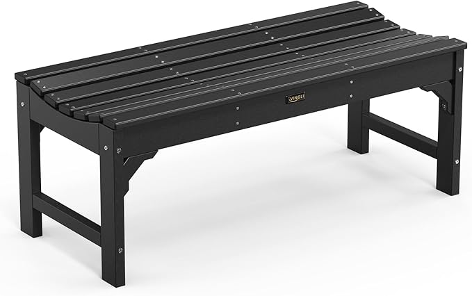 VINGLI Outdoor Bench Garden Bench HDPE Porch Bench, All-Weather Patio Bench - Photo 1