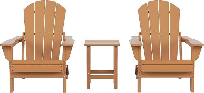 Costaelm 3 piece Patio Set, Outdoor Modern Adirondack Table and Chairs - Photo 1