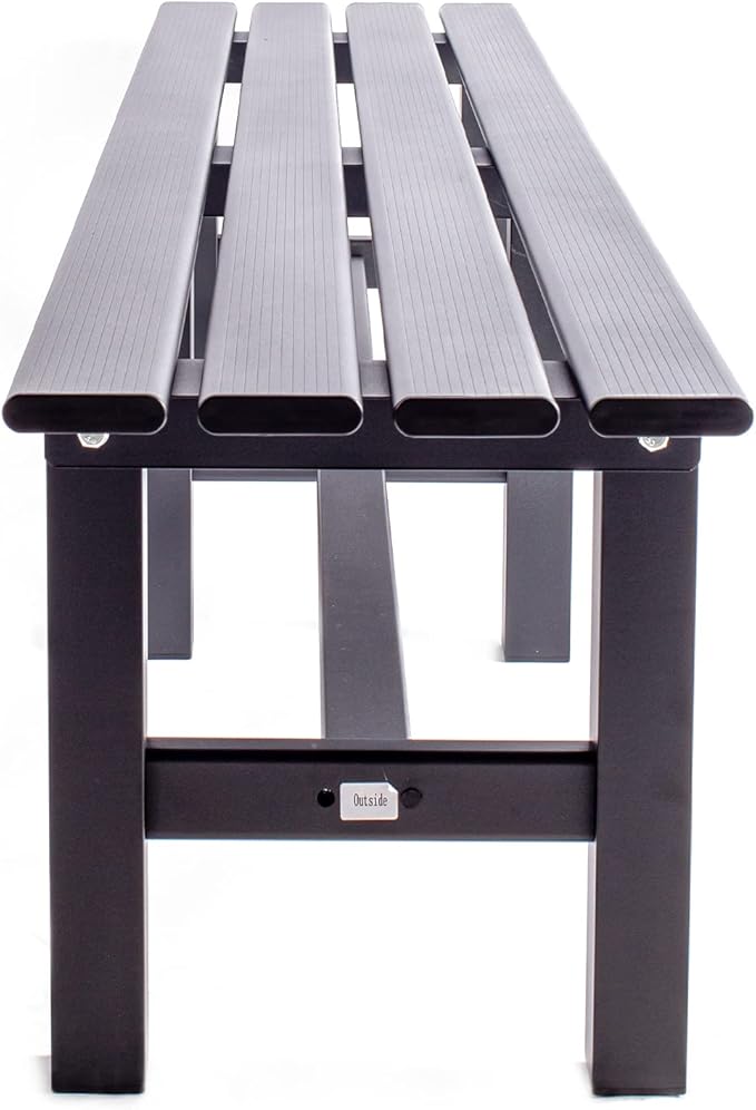 TECSPACE 71 Inches Aluminum Outdoor Weatherproof Bench Backless, 550 LBS Bearing Capacity Garden Porch Bench, Black