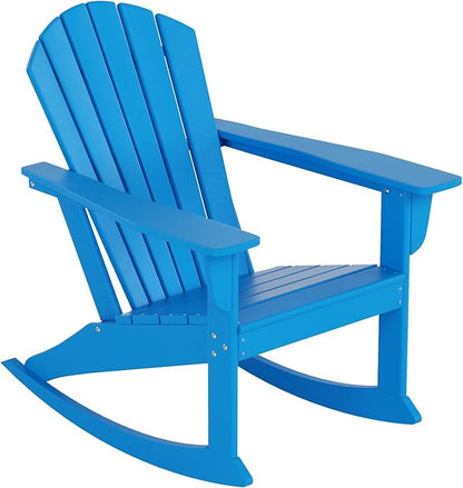 WO WESTIN OUTDOOR HDPE Altura Outdoor Rocking Poly Adirondack Chair, Pacific Blue