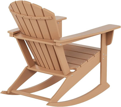 WO WESTIN OUTDOOR HDPE Altura Outdoor Rocking Poly Adirondack Chair, Teak