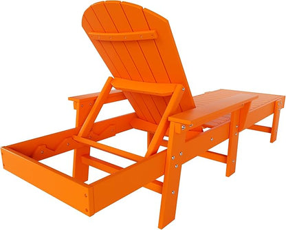 WestinTrends Dylan HDPE Outdoor Patio Poly Adirondack Reclining Chaise Lounge with Arms, Orange