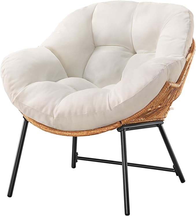 ONBRILL Outdoor Egg Chair, Indoor Lounge Chair for Patio, Bedroom, Living Room, Porch - Beige
