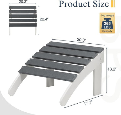 BPS Adirondack Ottoman, HDPE Plastic Outdoor Footrest, All Weather Foot Stool for Adirondack Chair, Outdoor Foot Rest for Patio,Backyard, Lawn, Fire Pits