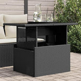 Height Adjustable Black Rectangular Poly Rattan Outdoor Dining Table 39.4x21.7 inch for Patio, Garden - Photo 1