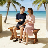 Wood Outdoor Bench, 2-Seater Garden Bench Backless Patio Benchs for Porch, Entryway Shoe Bench - Photo 4