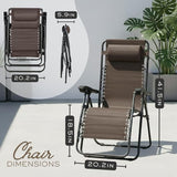 2-Pack Adjustable Zero Gravity Lounge Chair with Steel Mesh Fabric: Reclining Lawn Chair Featuring Comfort Pillow - Photo 2