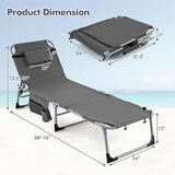 Tangkula Tanning Chair, Outdoor Folding Beach Lounge Chair with Face Hole, Adjustable Footrest, Removable Pillow - Photo 2