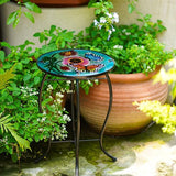 10 Inch Round Butterfly Glass Side Table, Patio Small Table, Outdoor Side Table, Outdoor Bar Table - Photo 4