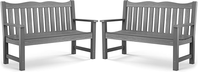 Stoog Outdoor Bench, Waterproof Garden Benches Set of 2, Never Rot or Fade, Used for Garden, Porch, Backyard and Deck - Photo 1