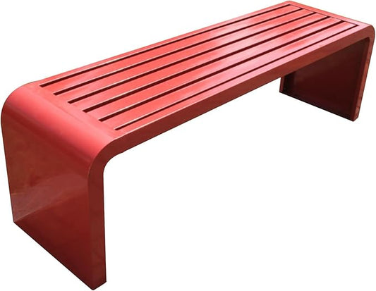 Modern Outdoor Benches Weatherproof Backless Front Porch Bench Metal Garden Benches for Outdoors Sturdy Steel Frame Patio Benches for Outdoors, Backyard, Lawn(Red,120cm(47.24in))