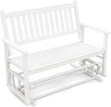 Tangkula 2 Person Outdoor Glider Bench, Poplar Wood Patio Swing Glider Loveseat with Armrests, Slatted Seat & Backrest - Photo 1