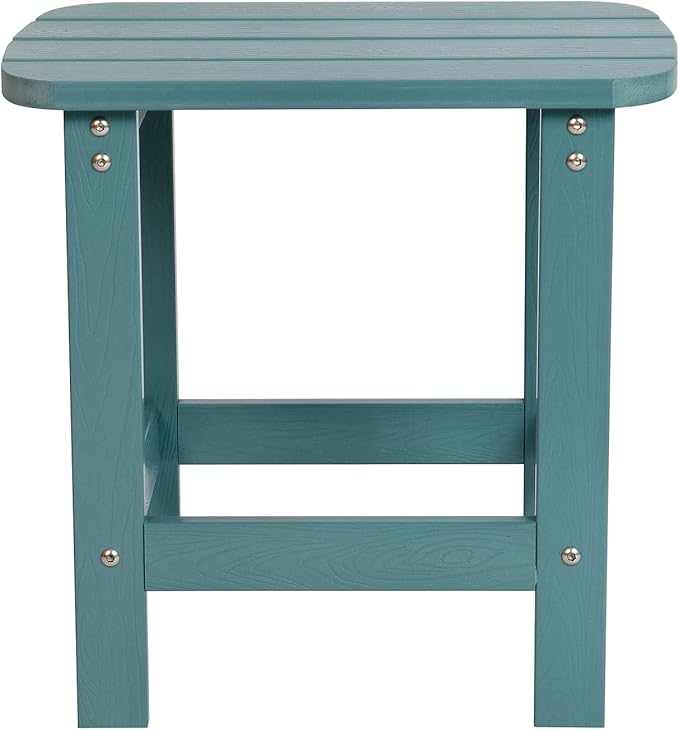 Flash Furniture Charlestown Tiered Commercial Poly Resin Adirondack Side Table - Teal - All-Weather - Indoor/Outdoor
