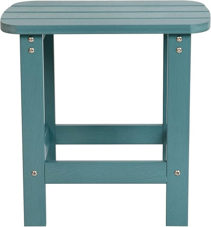 Flash Furniture Charlestown Tiered Commercial Poly Resin Adirondack Side Table - Teal - All-Weather - Indoor/Outdoor