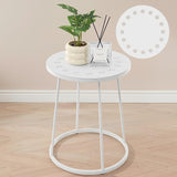 Outdoor Side Table with Flower Cut Outs 14" Weather Resistant Metal Patio Side Tables Small Plant Stand Round Outdoor - Photo 1