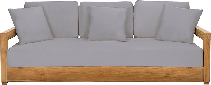SAFAVIEH Outdoor Couture Collection Montford Grey 3-Seat Bench Cushion & Pillow Cover Set