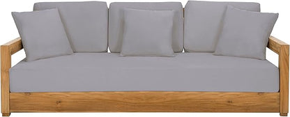 SAFAVIEH Outdoor Couture Collection Montford Grey 3-Seat Bench Cushion & Pillow Cover Set