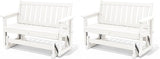 SERWALL Outdoor Glider Bench Set of 2, HDPE Weather-Resistant Swinging Bench for Backyard Garden Porch, White - Photo 1