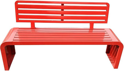 Outdoor Bench, All Weather Garden Bench, Metal Bench with Backrest, Park Patio Bench for Garden, Porch and Backyard(Red,120cm/47.2in)