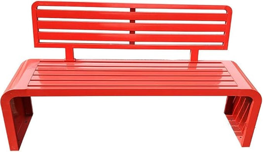 Outdoor Bench, All Weather Garden Bench, Metal Bench with Backrest, Park Patio Bench for Garden, Porch and Backyard(Red,120cm/47.2in)