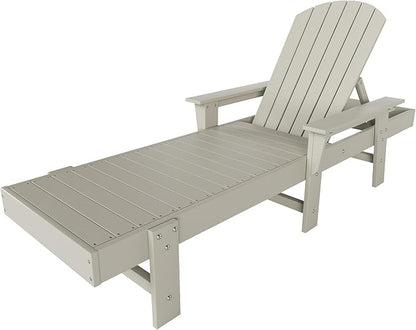 WestinTrends Dylan HDPE Outdoor Patio Poly Adirondack Reclining Chaise Lounge with Arms, Sand
