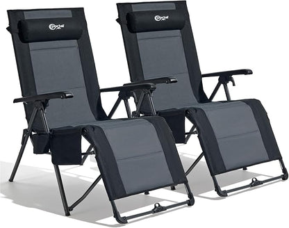 Portal Portable Zero Gravity Chair, Lounge Chair Outdoor Oversized Zero Gravity Chair Folding Lounge Chair with Adjustable Pillows and Cup Holder for Poolside Backyard and Lawn, Support 350lbs