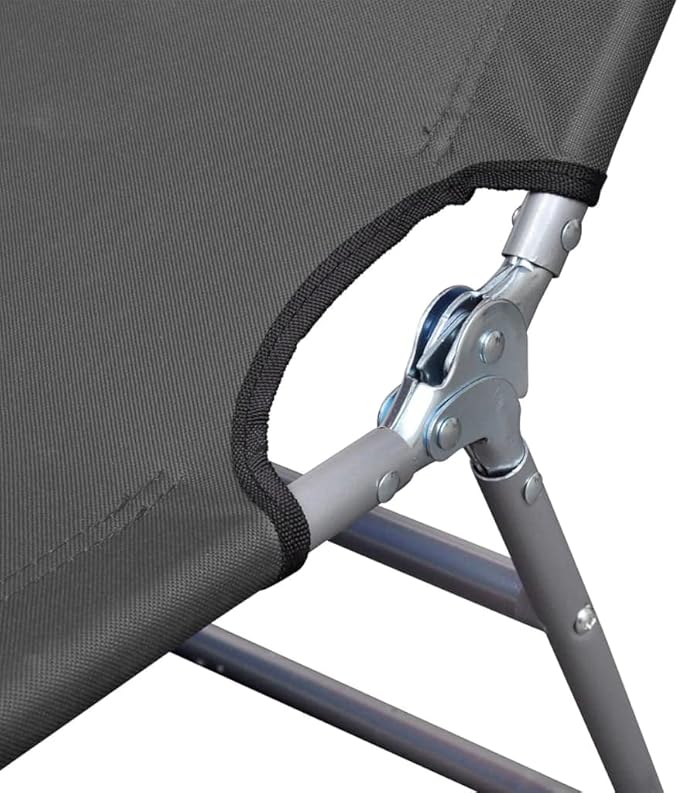 Folding Grey Outdoor Lounge Chair 74.4" 600D Oxford Chaise Adjustable Backrest Steel Frame 265 lb Portable for Garden - Photo 6