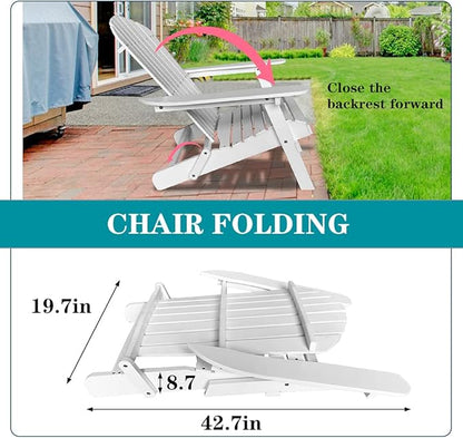 FDW Folding Adirondack Chair, All Weather Patio Chair Outdoor Fire Pit Chair for Patio Lawn Garden Backyard Deck Pool Beach