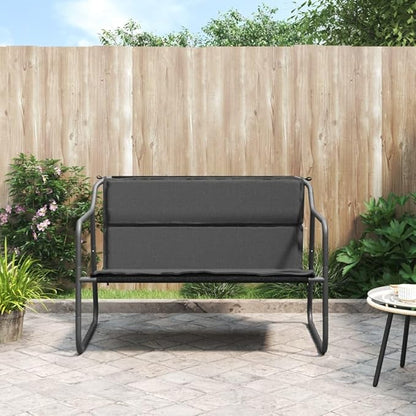 Anthracite Powder-Coated Steel Garden Bench, 2-Seater Outdoor Seating for Patio & Balcony, Weatherproof Durable Porch Furniture Bench Seating