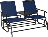 Giantex Outdoor Glider, Rocking Chair with Metal Frame, Center Tempered Glass Table, 2-Person Loveseat - Photo 1