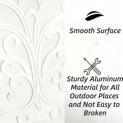 Patio Aluminum Outdoor Bench, Garden Metal Loveseat Furniture, Vintage Carving Antique White Front Porch Chair Seat