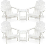 4 Chairs & 2 Tables Folding Adirondack Chair Set with Table – HDPE Weatherproof Outdoor Patio Chairs with Reclining - Photo 1