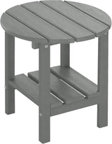 Outdoor Side Table Round - Patio Side Tables - HDPE Small Outdoor End Table for Backyard Pool Porch Balcony - Double - Photo 1