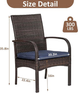 Outdoor Wicker Rattan Chairs Patio Furniture Sets with Cushions, 350lbs Capacity, All-Weather Rattan Sofa Set for Garden - Photo 2