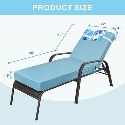 JMGBird Outdoor Chaise Lounge Cushion 70 * 22 * 4.5 Inch, Patio Chaise Lounge Chair Cushions Water-Repellent Foldable Pool Thick Lounge Cushions Outdoor Furniture
