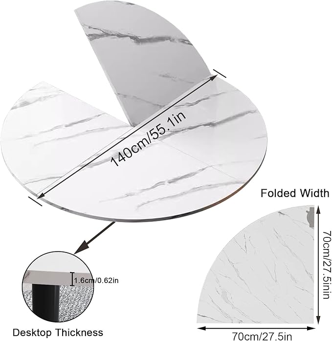 Large Round Folding Table Top, 4-Folding Wood Table top - Photo 2