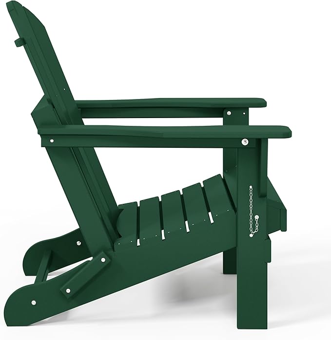 WestinTrends Malibu HDPE Outdoor Patio Folding Poly Adirondack Chair, Dark Green