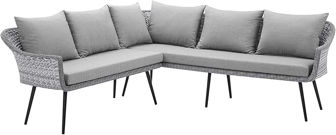 Modway EEI-4658-GRY-GRY Endeavor Patio Sofa, Gray Gray - Photo 2