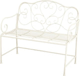 Outdoor Garden Bench, Iron Frame Patio Bench Furniture with Floral Design Backrest for Lawn, Park, Deck, White - Photo 3