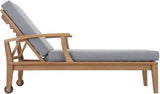 Modway EEI-1151-NAT-GRY-SET Marina Premium Grade A Teak Wood Outdoor Patio Chaise Lounge Chair, Natural Gray - Photo 5