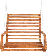 Solid Bent Wood Swing Bench Dark Teak Finish 49.6x24.8x36.2 Inches Outdoor Patio Furniture with 440.9 lbs Weight - Photo 3