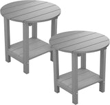 MXIMU Round Outdoor Side Table Adirondack Tables 18 Inch Chairside End Tables with Storage Shelf - Photo 1