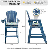 Sundale Outdoor Adirondack Bar Chairs Set of 2, Patio HDPE Bar Stools with Backrest - Photo 5