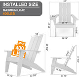 MXIMU Modern Adirondack Chairs Set of 2 Weather Resistant with Cup Holder Oversize Plastic Fire Pit Chairs Adorondic - Photo 2
