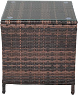 Henf Wicker Rattan Side Table Outdoor Square End Table Coffee Table with Glass Top - Photo 7