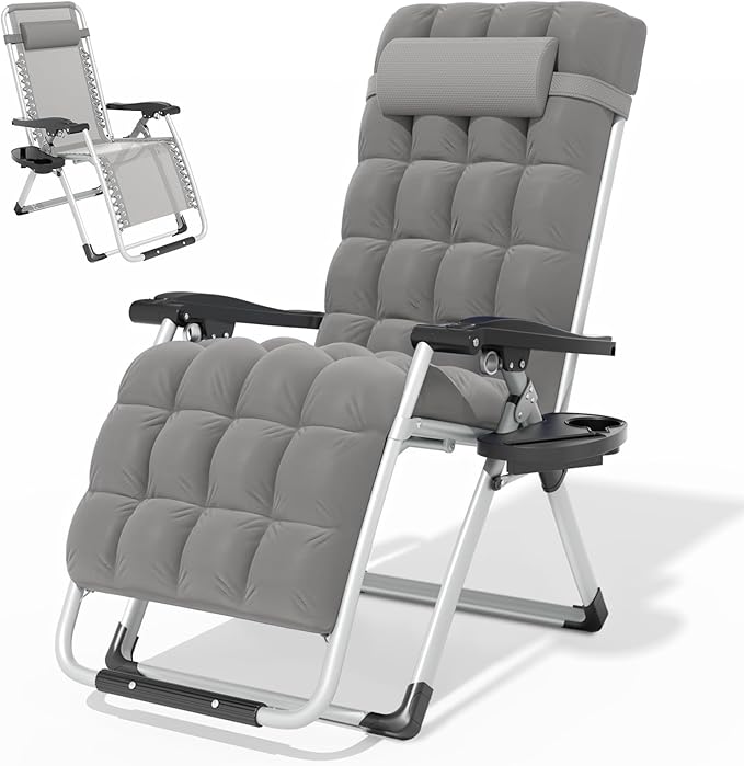 Magshion Zero Gravity Chair with Cushion, Reclining Outdoor Patio Lounge Chair, Folding Indoor Anti Gravity Recliner - Photo 1